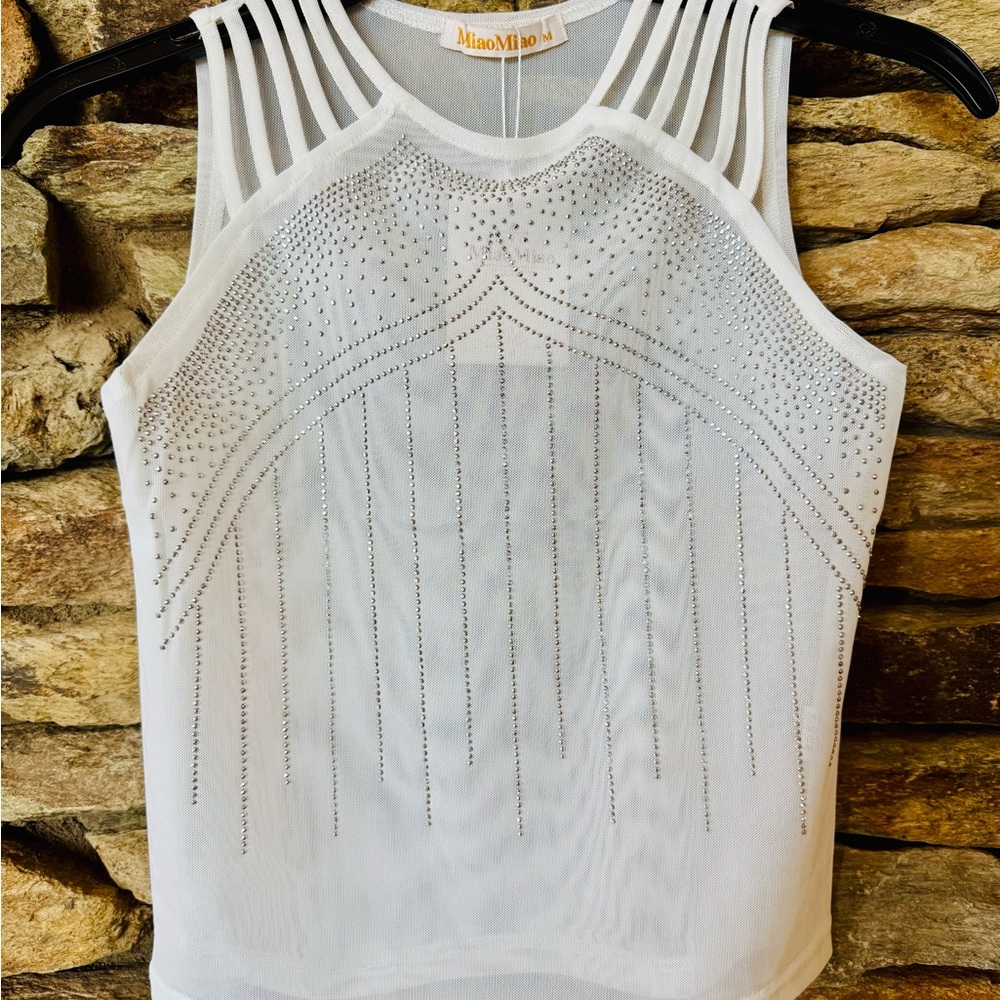 Miao Miao White Embellished Women's Top NWT